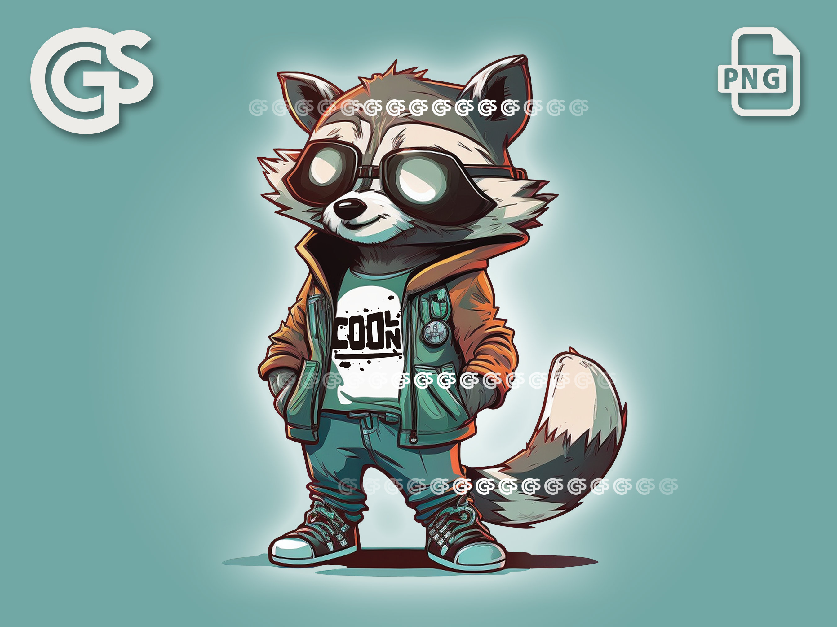 Super Cool Streetwear Raccoon PNG | Graphic T-shirt Digital