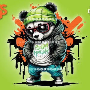 Drippn Graffiti Panda PNG - Bear T-Shirt Sticker Digital File, Panda Lover, Urban Streetwear Sublimation, pngs designs