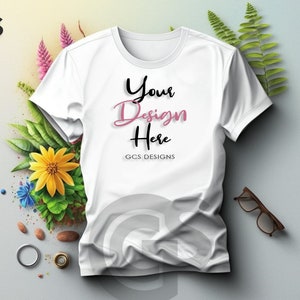 White Tshirt Mockup | Flowers Boho Shirt Mockup | Digital Mockup | Template T Shirt Mockup | Digital Download