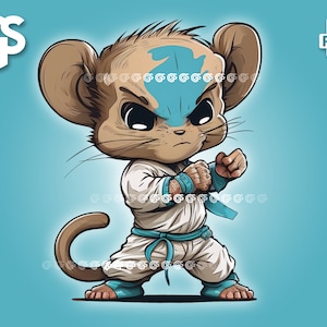 Karate-Maus PNG | Grafik-T-Shirt, digitale Datei, niedlicher Mäuseliebhaber, Urban Sublimation, MMA, Pngs-Designs, Pngs für Hemden