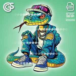 Coole Streetwear Schlange PNG | Grafik-T-Shirt Digitale Datei, Schlangenliebhaber, Urban Sublimation, Tier, Pngs Designs