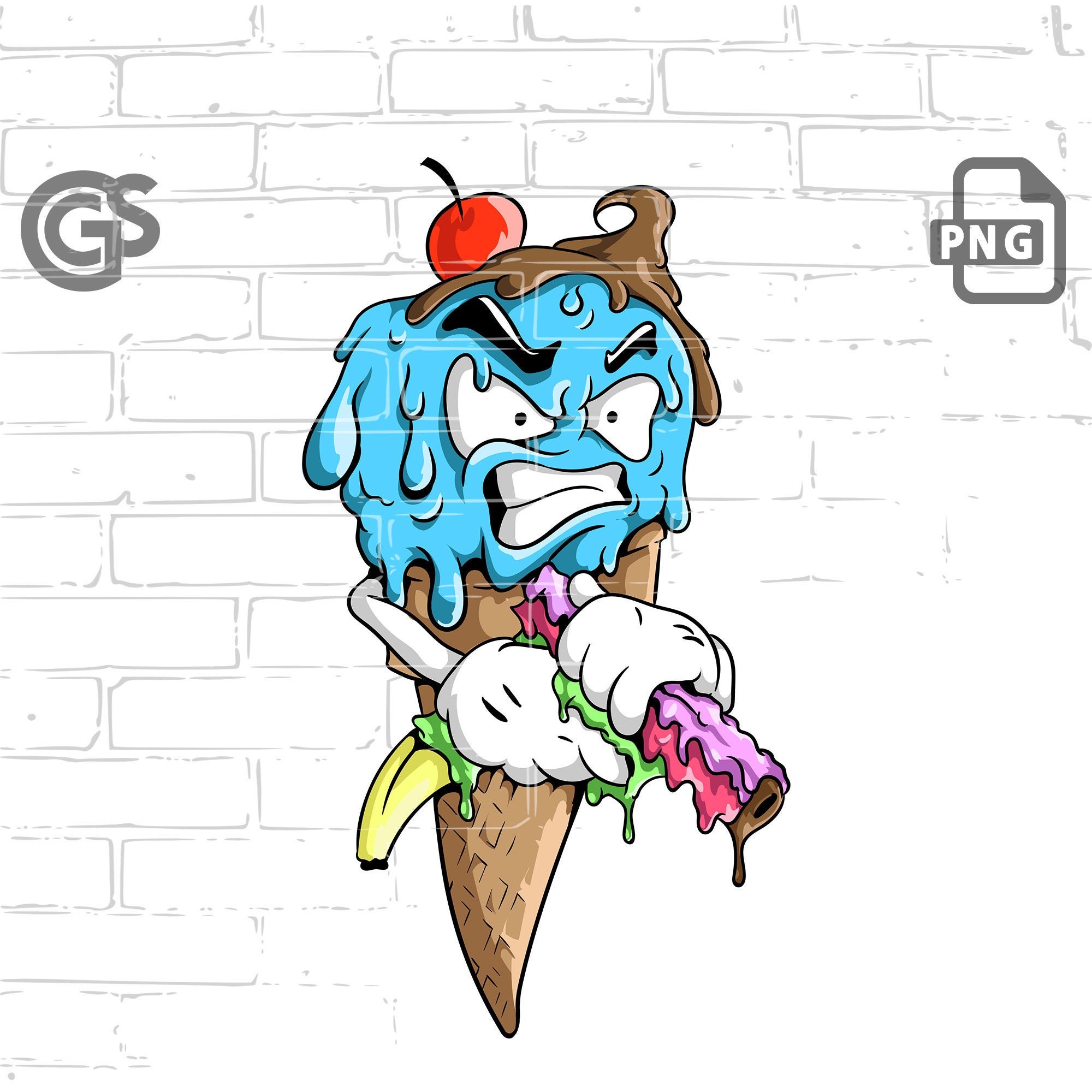 Ice Cream Gangsta - Graphic T-Shirt digital design, PNG, Urban, Graff…