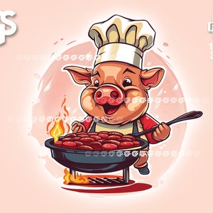 Little Pig Chef PNG - grillen T-shirt sticker digitaal bestand, Summertime Barbeque Lover, Urban Streetwear sublimatie