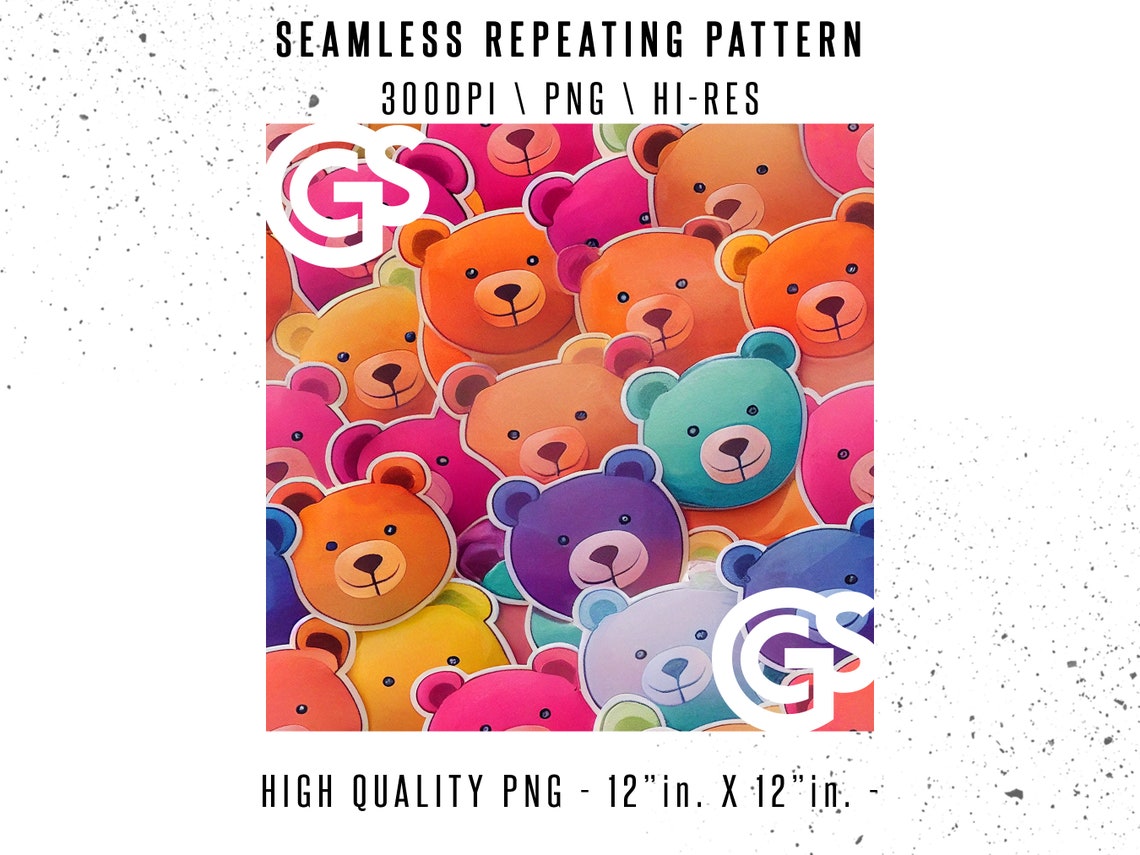 Digital Paper PNG Teddy Bears - Seamless Pattern Repeating Design File ...