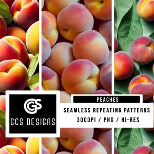 Seamless PNG Peaches Fruit - Seamless Pattern Repeating Design File, Digital Paper, Sublimation Background PNG, Fabric Patterns