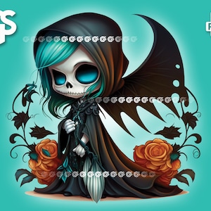 Lady Grim Reaper PNG | Goth T-Shirt Sticker Digital File, Mistress Death, Urban Sublimation, Skull, pngs designs