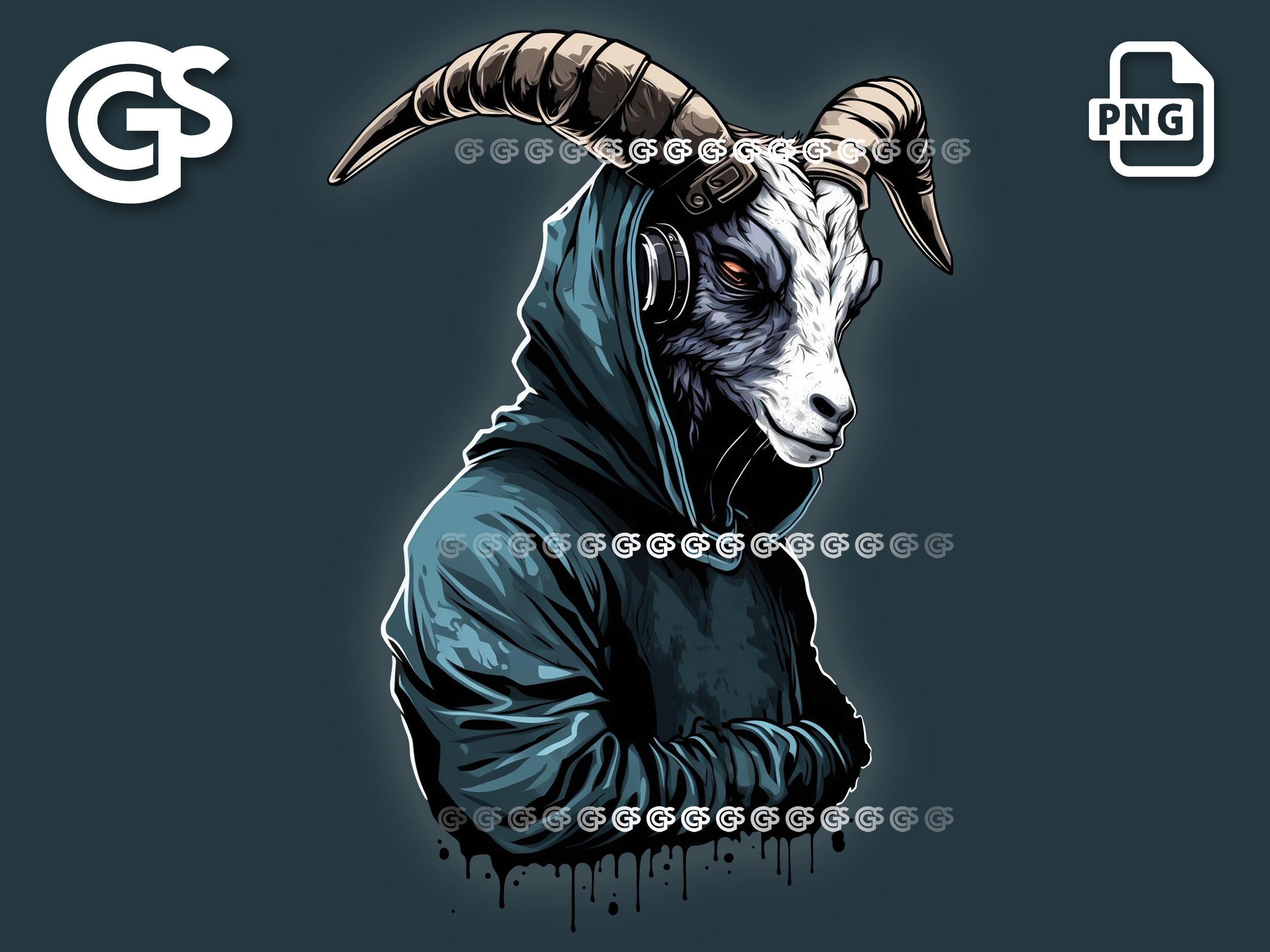 【DISCERNMENT】GORP GOAT over hood T-shirt Hooded Goat PNG | T-shirt Sticker Digital File, Goat Head