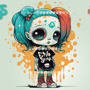 Scene Queen Girl PNG File, Emo Scene Kid, TShirt Design, Sublimation DTG, Fashion Girl Clipart image 1