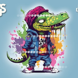 Drippn Graffiti Alligator PNG | Gator TShirt Sticker Digital File, Crocodile Lover, Urban Streetwear Sublimation, pngs designs