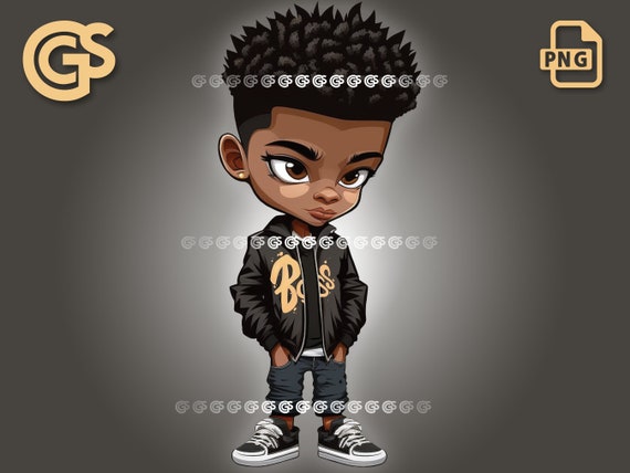 Handsome Black Cartoon Man