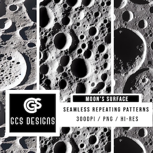 Seamless PNG Surface of the Moon - Seamless Pattern Repeating Design File, Digital Paper, Sublimation Background PNG, Fabric Patterns