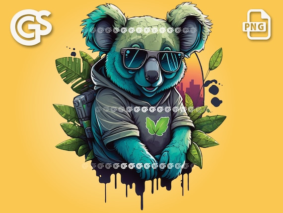 Chill Koala PNG - T-Shirt Sticker Digital File, Cute Koala Bear Lover,  Urban Streetwear Sublimation, DTG Clipart
