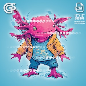 Coole Streetwear Axolotl PNG | Grafik T-Shirt Digitale Datei, Tierliebhaber, Urban Sublimation, Tier, Pngs Designs, Pngs für Hemden