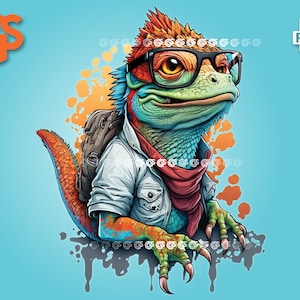 Chill Graffiti Bearded Dragon PNG - Eidechse T-Shirt Aufkleber Digitale Datei, Iguana Lover, Urban Streetwear Sublimation