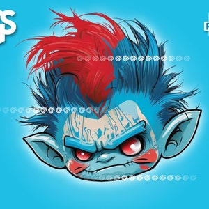 Böser Troll Kopf PNG | Grafik-T-Shirt, digitale Datei, Trolls Dolls, Urban Sublimation, gruseliges Monster, Pngs Designs