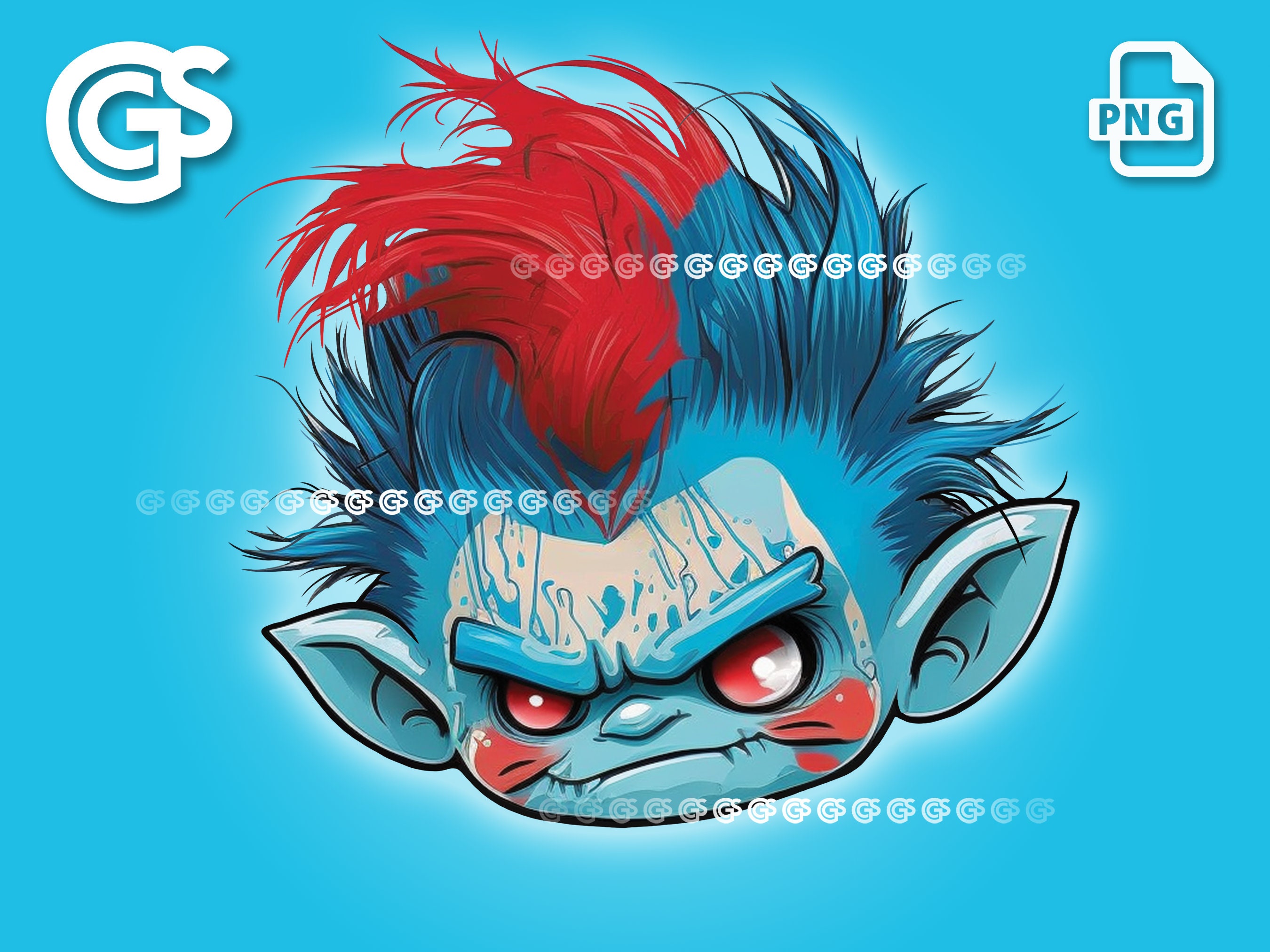 Evil Troll Head PNG | Graphic T-Shirt Digital File, Trolls Dolls, Urban  Sublimation, Creepy Monster DTG Clipart