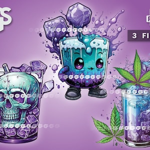 Paquete de Sprites sucios (3) Archivo PNG: camiseta digital de cannabis, camiseta de sublimación de graffiti, doble taza inclinada, clipArt de Purple Drank, diseños png