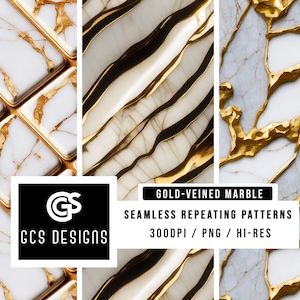 Seamless PNG Gold Veined Marble - Seamless Pattern Repeating Design File, Digital Paper, Sublimation Background PNG, Fabric Patterns