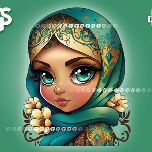 Beautiful Girl with Hijab PNG | Muslim Girl TShirt Sticker Digital File, Urban Sublimation, Hijabi T-Shirt, pngs designs