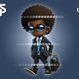 Businessman Black Boy - PNG Afro African American King, TShirt Design, Entrepreneur Melanin, Sublimation, Black Boy Joy