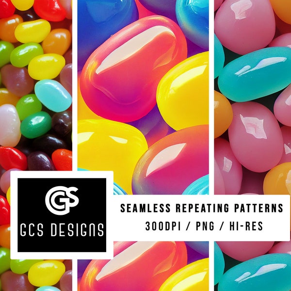 Seamless PNG Jelly Beans Candy - Seamless Pattern Repeating Design File, Digital Paper, Sublimation Background PNG, Sweets Fabric Patterns