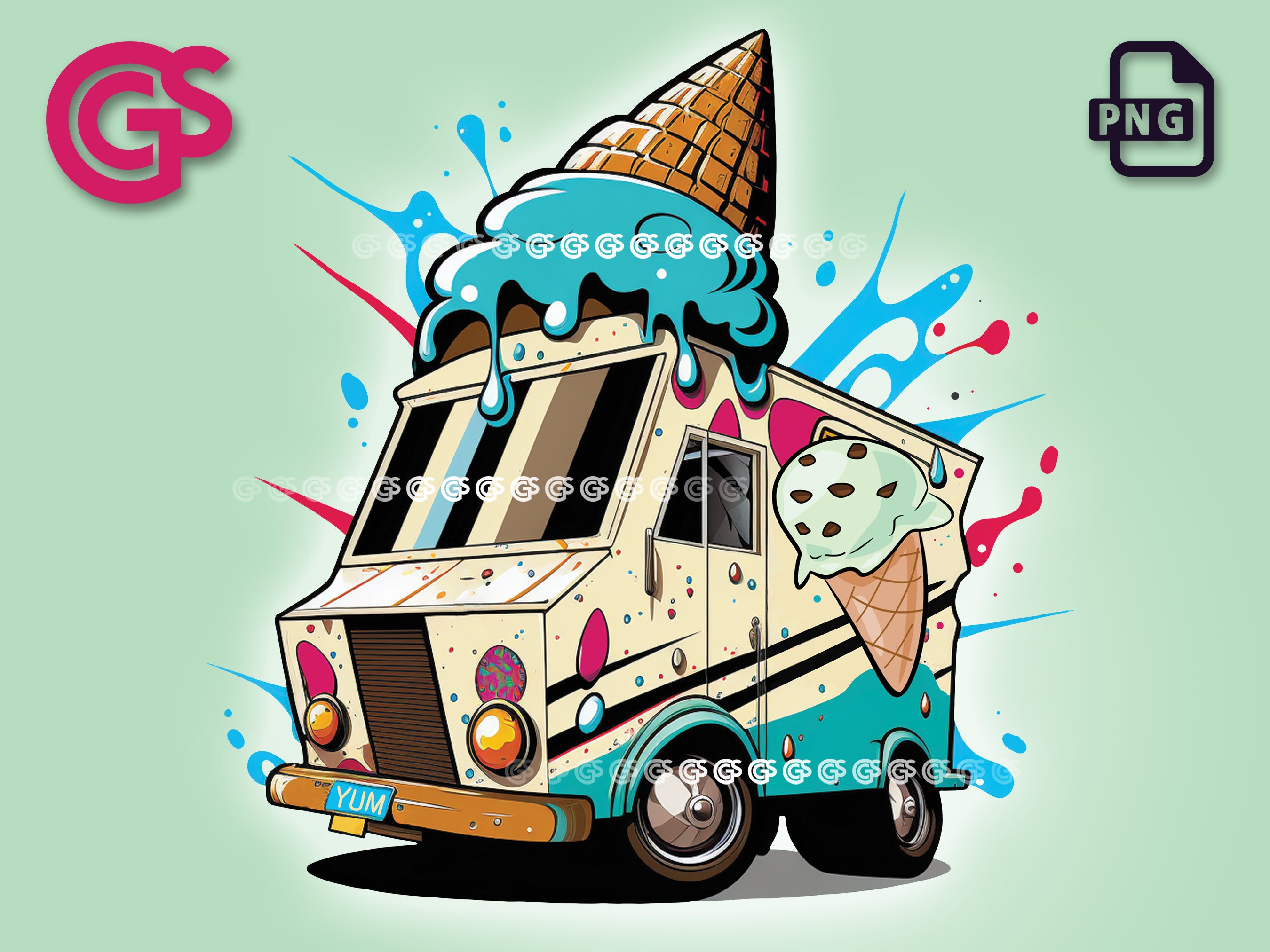 Graffiti Ice Cream Truck PNG File Popsicle Tshirt Digital Etsy UK