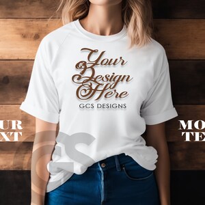 White Tshirt Mockup | Model & Wood Shirt Mockup | Digital Mockup | Template T Shirt Mockup | Digital Download