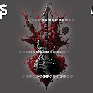 Hell&#39;s Electric Guitar PNG | T-Shirt Sticker Digital File, Music Lover, Urban Sublimation, Guitarist, pngs designs