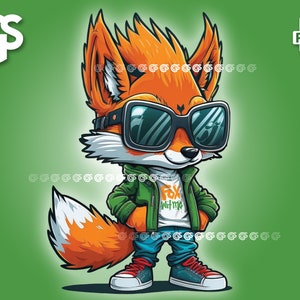 Chill Streetwear Fox PNG | Graphic T-Shirt Digital File, Foxes Lover, Urban Sublimation, Animal, pngs designs