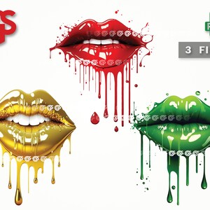 Sexy Lips Bundle (3) PNG | Dripping Red Gold Graphic T-Shirt Digital File, Graffiti, Urban Sublimation, Kiss Lips, pngs designs