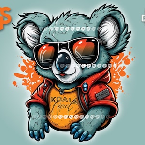 Koala-Fied PNG - Koala T-Shirt Sticker Digital File, Cute Bear Lover, Urban Streetwear Sublimation, pngs designs
