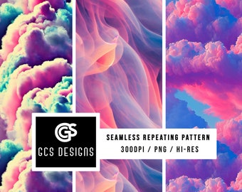 Digital Paper Pastel Clouds Seamless Pattern Repeating - Etsy Australia
