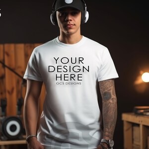 White Tshirt Mockup | Music Studio Model 2 Shirt Mockup | Digital Mockup | Template T Shirt Mockup | Digital Download