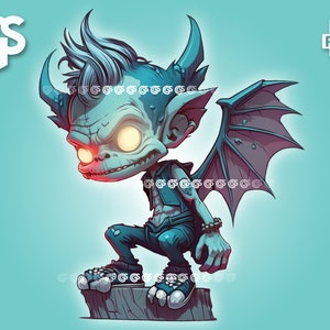 Scary Gargoyle PNG | T-Shirt Sticker Digital File, Mythical Creatures, Urban Streetwear Sublimation, Monster, pngs designs