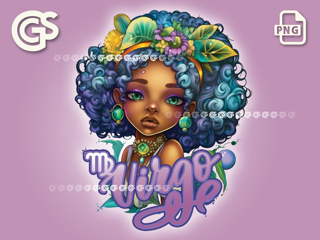 Black Virgo Girl Zodiac PNG File | Horoscope T-shirt Digital Design ...