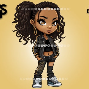 Chica negra de ropa de calle V2 - Reina afroamericana PNG, diseño de camiseta, mujer melanina, sublimación, magia de chica negra