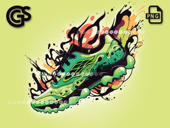 Green Graffiti Running Shoe PNG | Sneakerhead, Sneaker