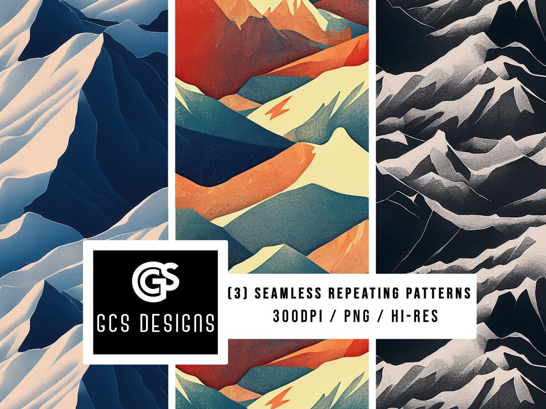 Digital Paper PNG Mountains - Seamless Pattern Repeating Design File ...