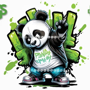 Chill Graffiti Panda PNG - Bear T-Shirt Sticker Digital File, Panda Lover, Urban Streetwear Sublimation, pngs designs
