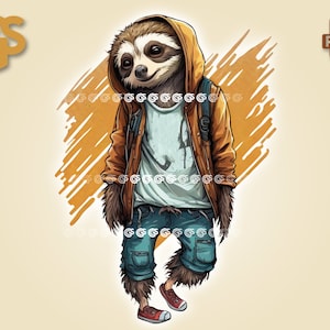 Chill Streetwear Sloth PNG | Graphic T-Shirt Digital File, Sloth Lover, Urban Sublimation, Animal, pngs designs