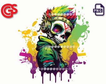 Cool Graffiti Skullboy PNG - Graffiti T-Shirt, Sticker Digital File, Skulls DJ, Urban Streetwear Sublimation, dtg Clipart