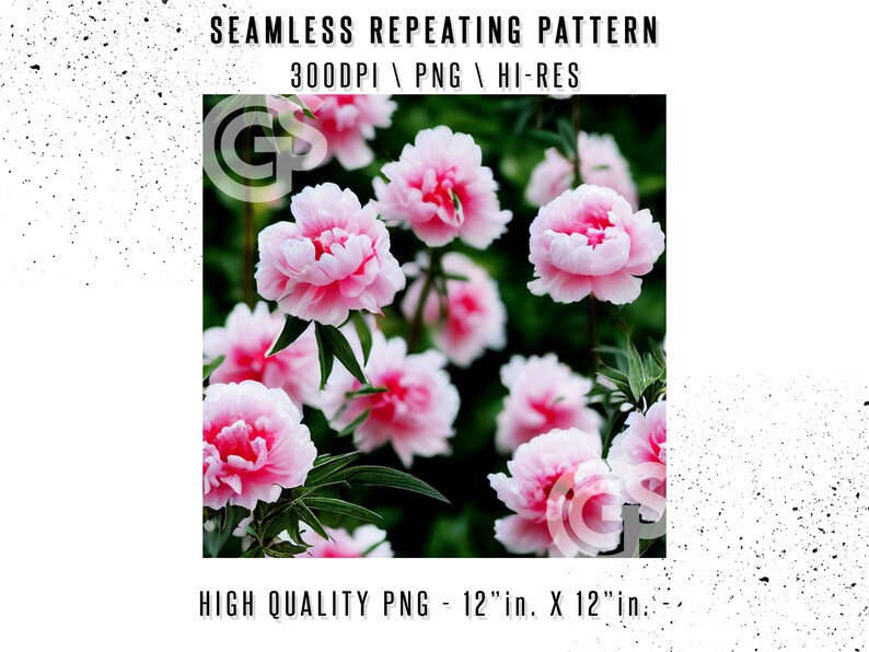 Seamless PNG Peony Flowers - Seamless Pattern Repeating Design File ...