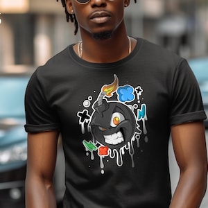 Camiseta unisex con bomba de graffiti, hip hop urbano, ropa de calle, camiseta gráfica, regalo para jugadores