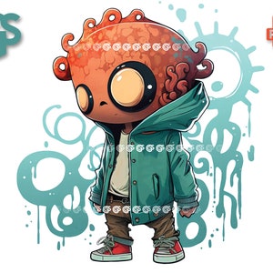 Streetwear Oktopus PNG | Grafik-T-Shirt Digitale Datei, Kraken Nautical, Graffiti Urban Sublimation, Pngs Designs