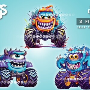 REAL Monster Truck Bundle (3) PNG | Cars Graphic TShirt Digital File, Graffiti, Urban Sublimation, Cartoon Car, pngs designs