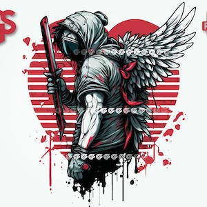 Dark Cupid - PNG Graffiti Valentine&#39;s Day T-Shirt Design, Heart Love Sticker, Streetwear Sublimation, Valentine, pngs designs