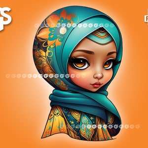 Pretty Girl with Hijab PNG V2 | Muslim Girl TShirt Sticker Digital File, Urban Sublimation, Hijabi T-Shirt, pngs designs