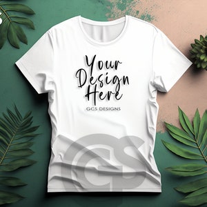 White Tshirt Mockup | Two-Tone Wall Plants Shirt Mockup | Digital Mockup | Template T Shirt Mockup | Digital Download