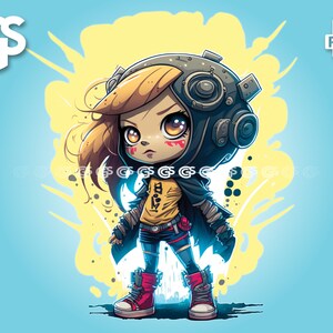 Powerful Anime Girl PNG - Emote Graphic T-Shirt Digital File, Manga Punk Sticker Art, Sublimation Vector, pngs designs