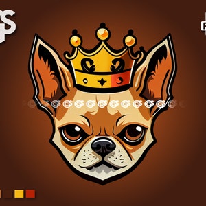 King Chihuahua PNG Dog Lover Digital T-Shirt PNG, Sublimation Vector Logo, , Dogs Mom Dad, Pet Clip Art, pngs designs